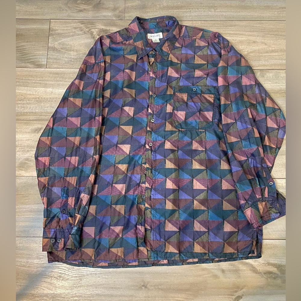 Vintage Bogari 100% Silk Men's Shirts| Size XL | Button Down Dress Shirt…